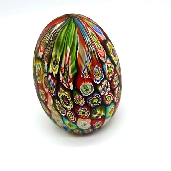 art glass millefiori egg paperweight unsigned - Picture 4 of 9